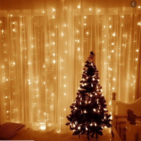 Bộ đèn led nháy thả mành 3m 10 sợi dài 2m mỗi sợi thả rèm mưa rơi thác nước trang trí đẹp lung linh