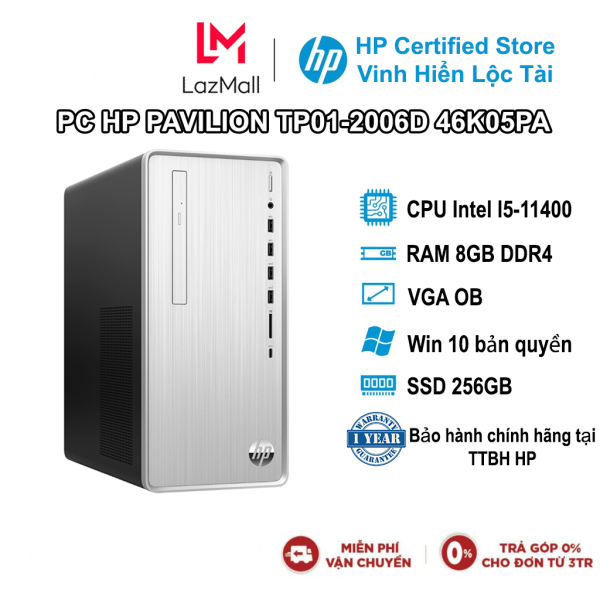 Bảng giá Bộ Máy Tính Bàn PC HP PAVILION TP01-2006D 46K05PA I5-11400 8GB 256GB OB DVD WIFI,BT WIN10 (Bạc) Phong Vũ