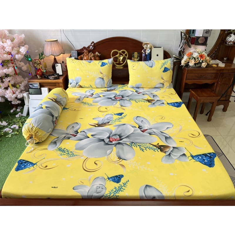 Bộ ga gối thun hàn quốc hoa sứ siêu sang ( nhận may theo yêu cầu)