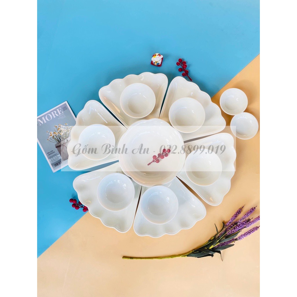 bộ bát đĩa hoa mặt trời gốm sứ cao cấp