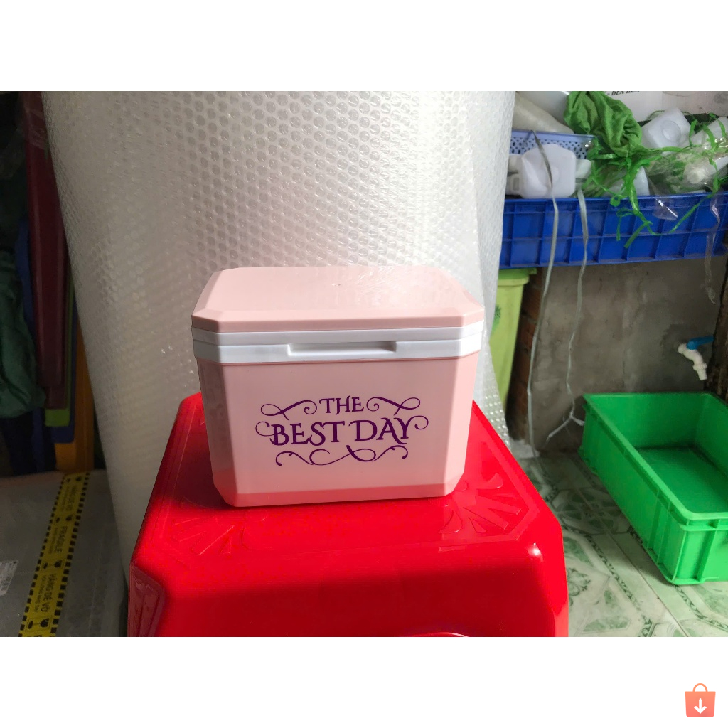 Bình đá vuông mini 1L Tân Lập Thành. Kích thước nhỏ gọn, tay cầm chắc chắn. Giữ lạnh lâu