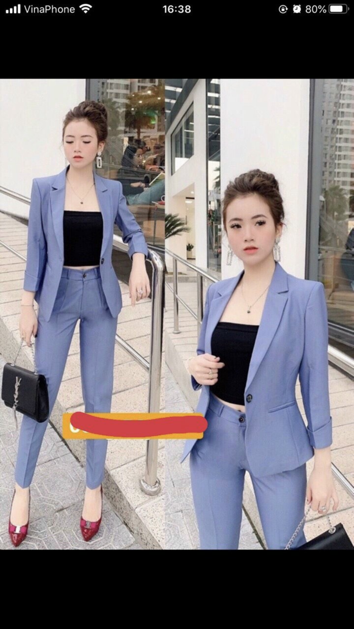 [HCM]Sét áo vét công sở.Set vest nguyên bộ  áo khoác quần dài 3 món  chất Cotton lạnh xinh đẹp tôn dáng.