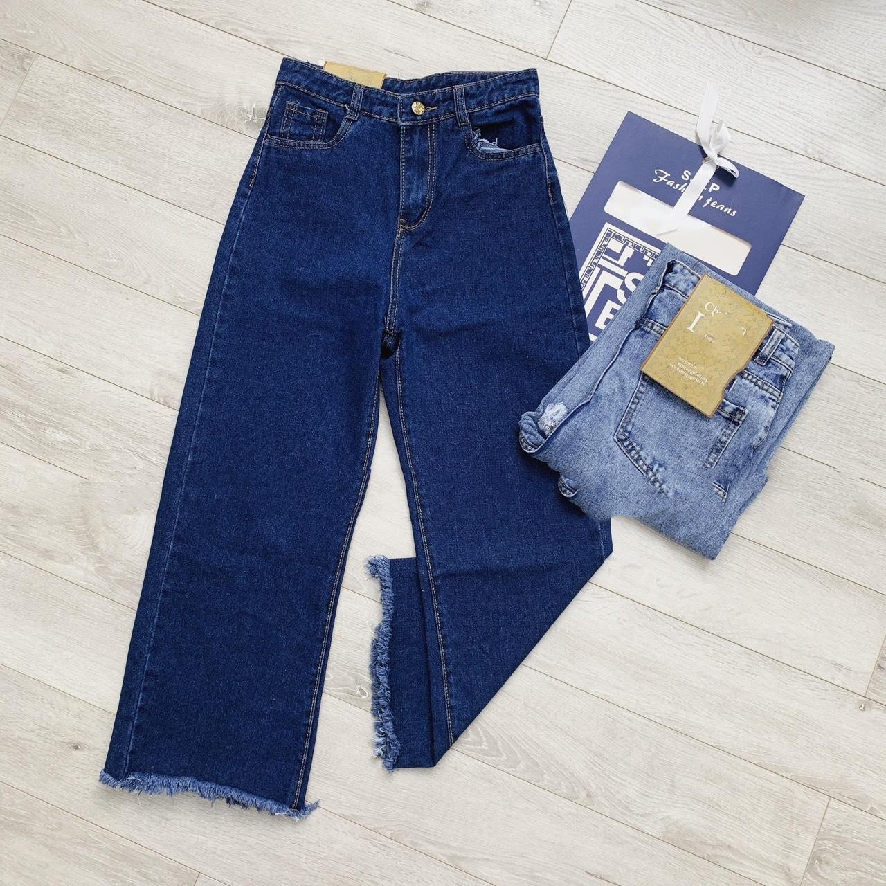 Quần jean nữ baggy loe màu xanh đậm bc-1l-13