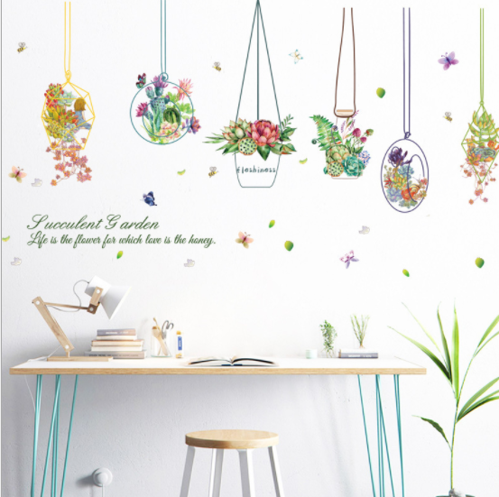 Decal dán tường Giỏ hoa phòng khách GNN120