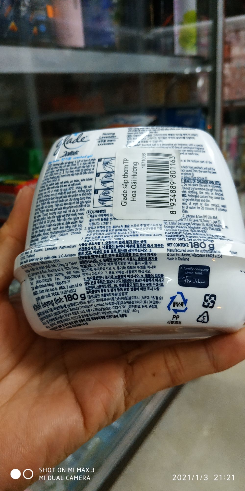 SÁP THƠM PHÒNG GLADE 180G HƯƠNG LAVENDER