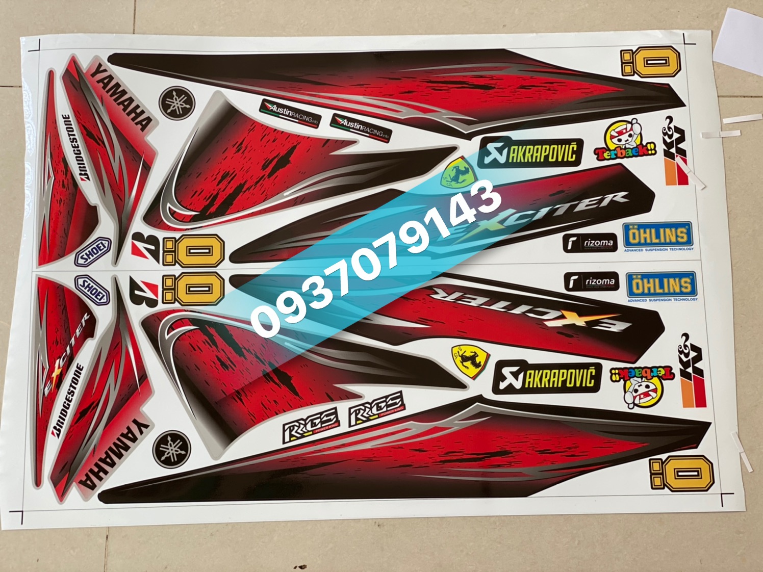 Tem rời dán xe ex 2006 đỏ bạc