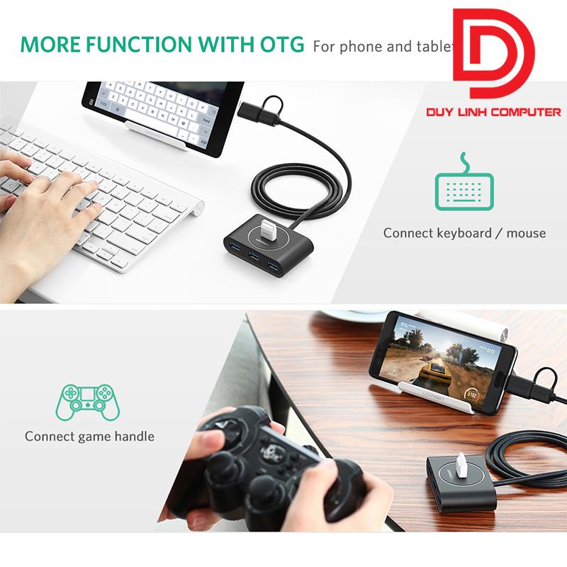Bộ chia USB 3.0 4 cổng + USB Type C Ugreen 40850 chính hãng