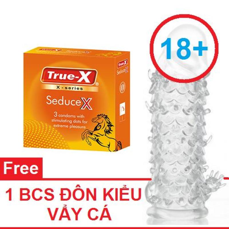 Combo 1 chiếc Bao cao su siêu gai True-X SeduceX tặng 1 BCS đôn dên kiểu vẩy cá