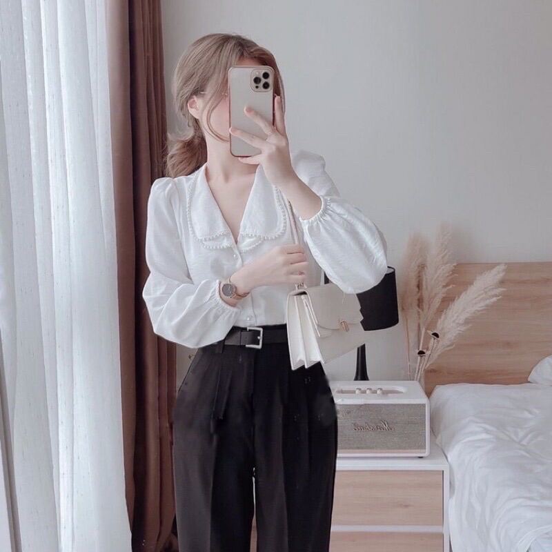 [25-27/4 Hoàn tiền 15%]Áo sơ mi phối cổ Ngọc - M201