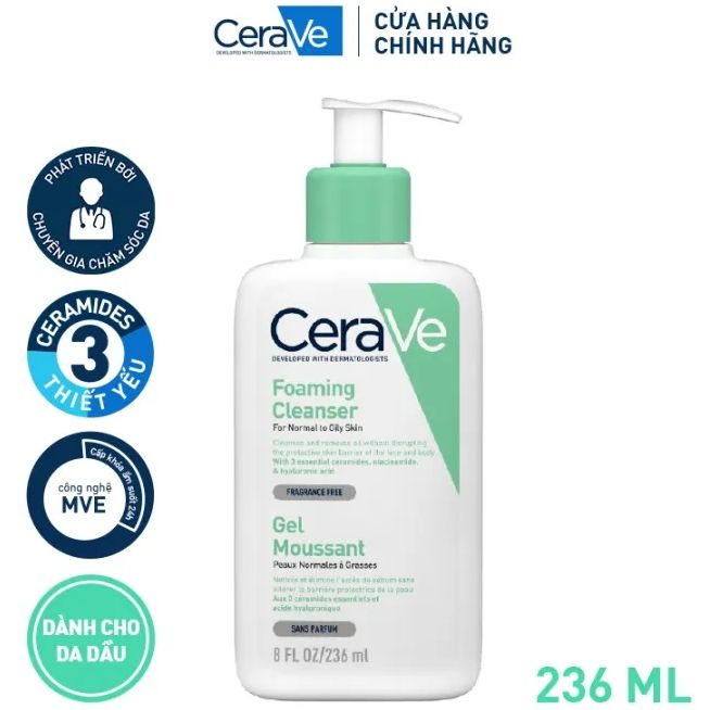 Sữa rửa mặt CeraVe Foaming Facial Cleans 236ML