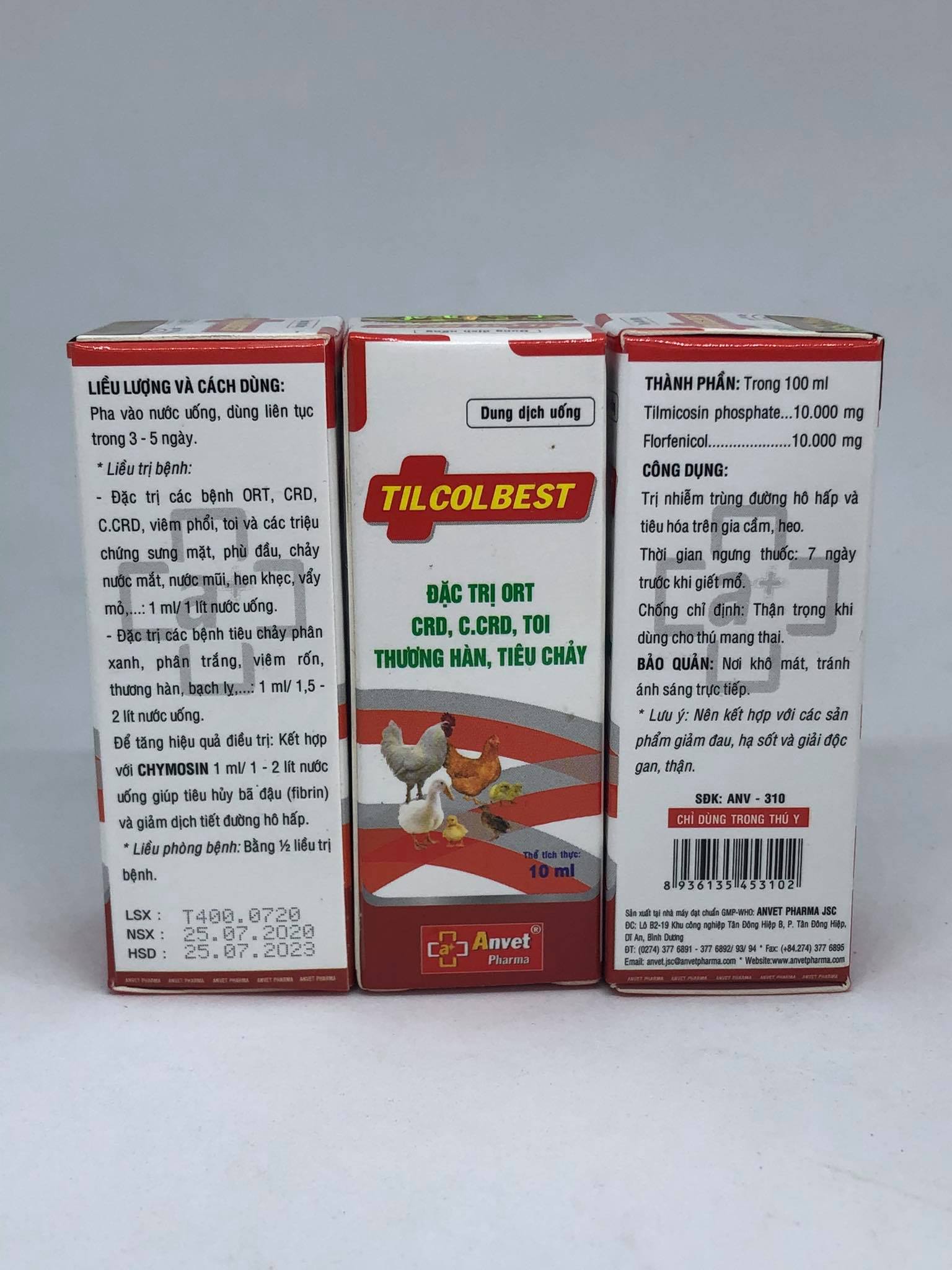 [HCM]Combo 3 lọ TILCOLBEST đặc t.rị cac van de ve ho hap cho gà - Chai 10ML