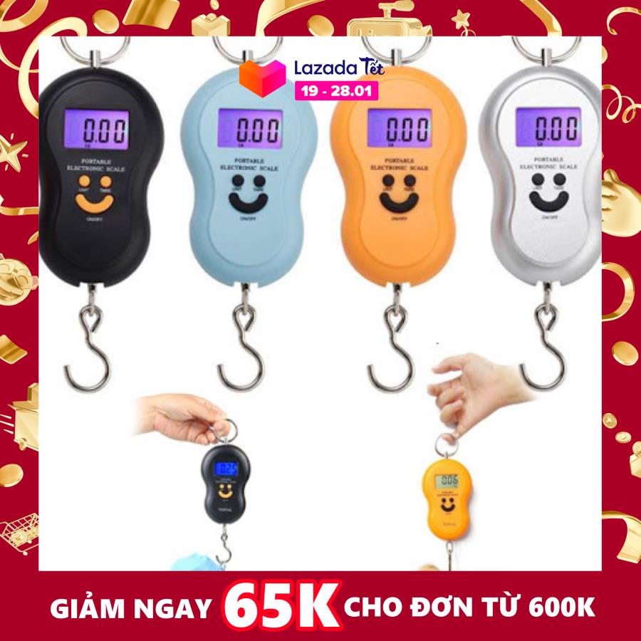Cân điện tử cầm tay du lịch portable mini 50kg - đen, cam, xanh
