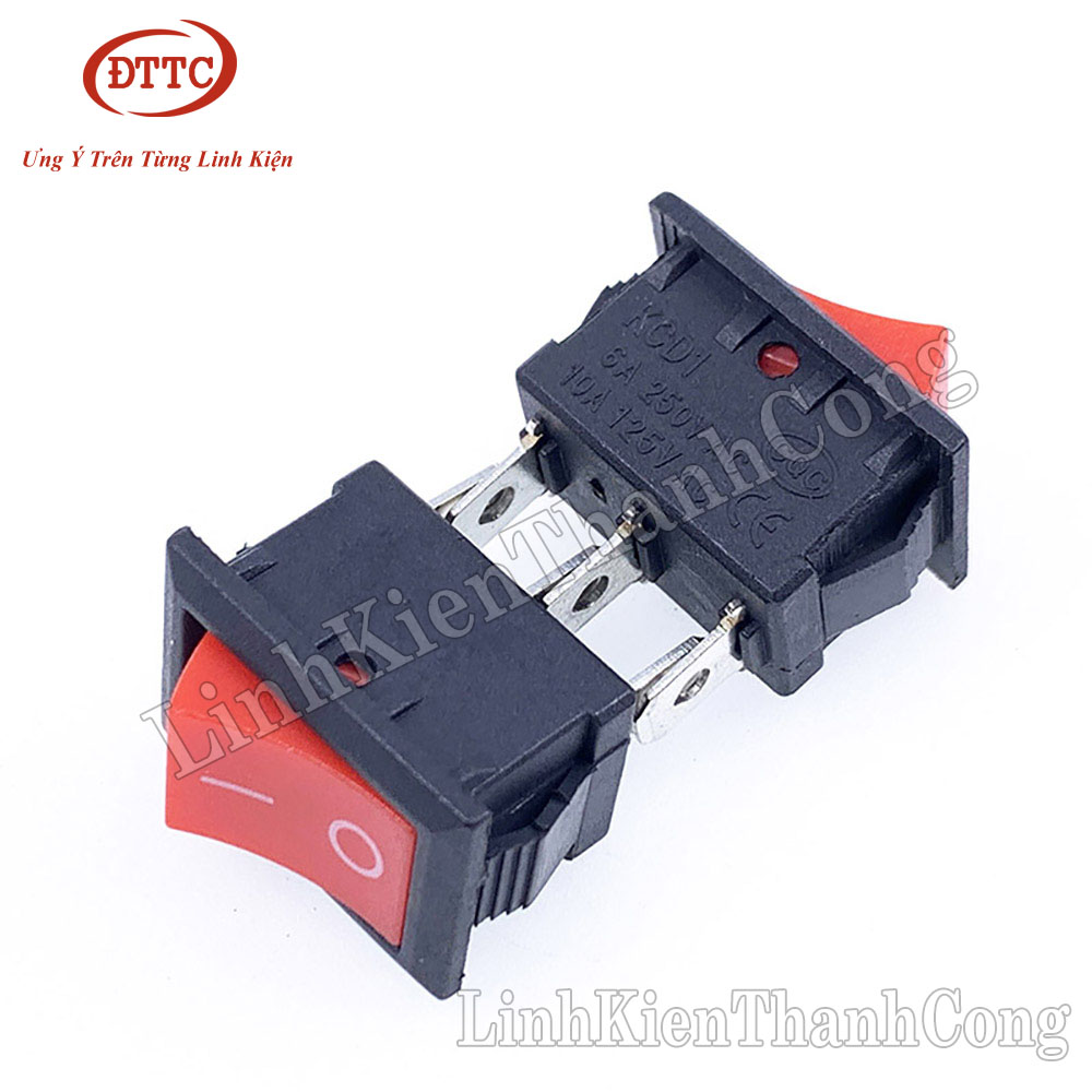 Công Tắc KCD1 3P 6A 250V Đen, Đỏ
