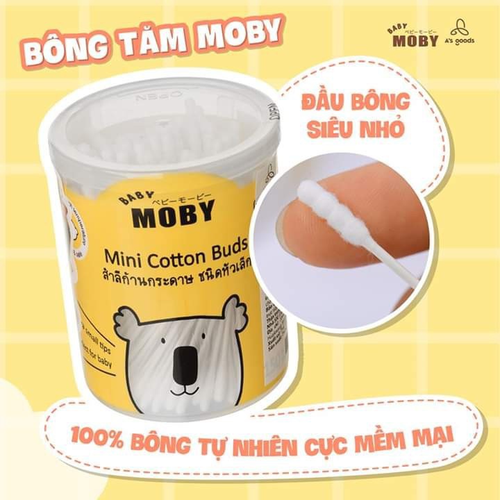 Tăm bông moby baby cỡ nhỏ - hộp 150c