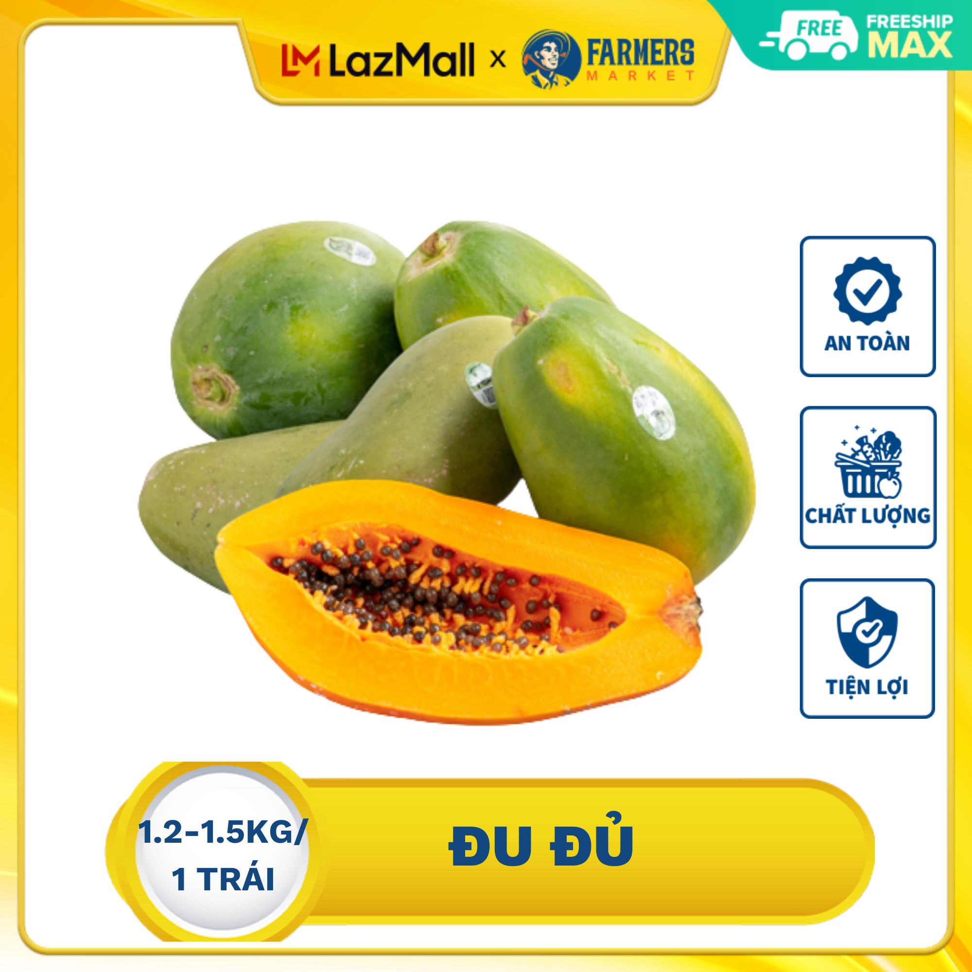 Đu đủ - Cơm dày, màu vàng ươm, ngọt đậm.