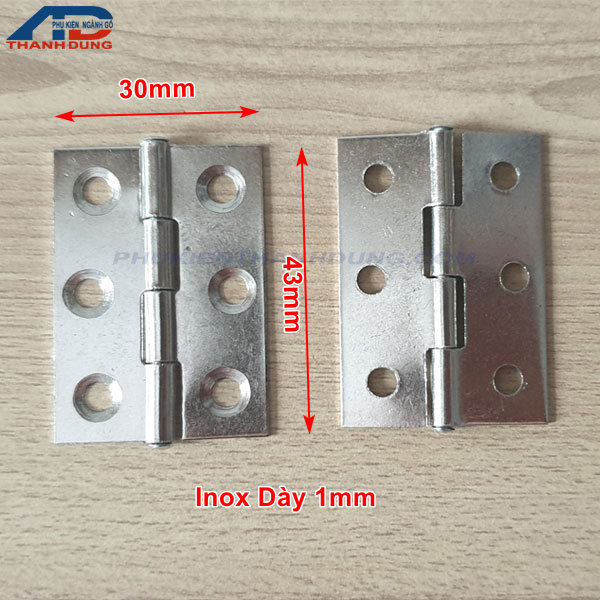 [2 CÁI]Bản Lề Lá Inox Cửa Tủ