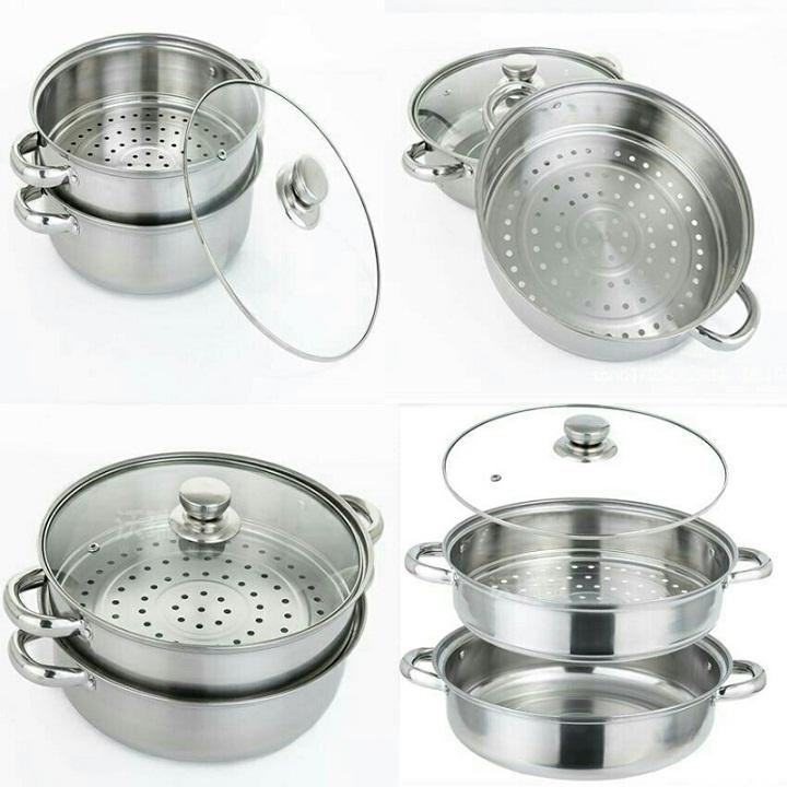 Nồi Hấp Inox 2 Tầng 28cm dùng được cho bếp từ