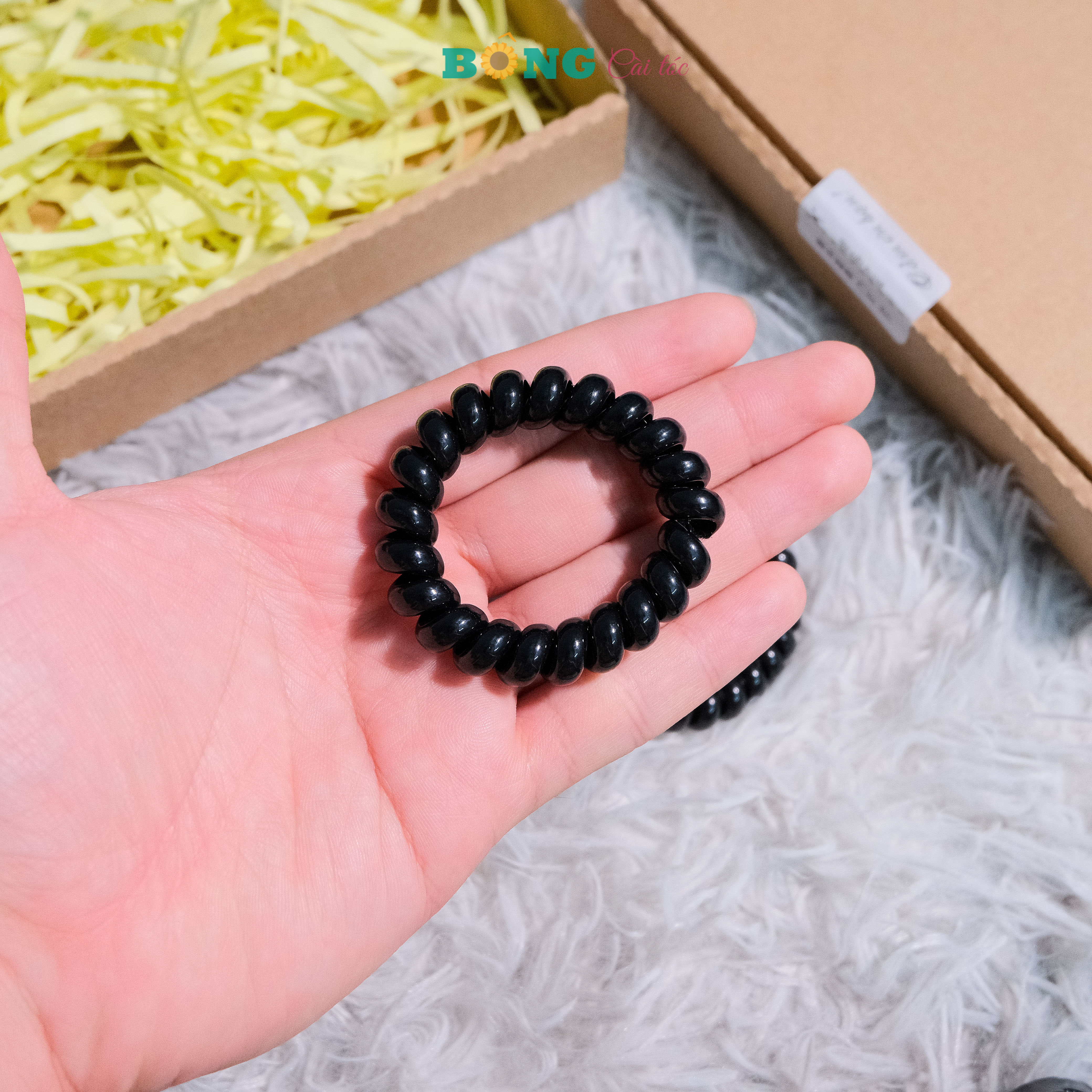 Dây cột tóc lò xo đen nhiều kích thước - cột tóc lò xo BÔNG Cài Tóc