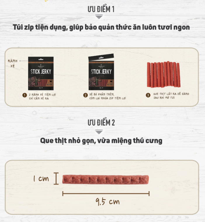 [HCM] THỊT BÒ QUE BEEF JERKY BOWWOW CHO CHÓ 500GR