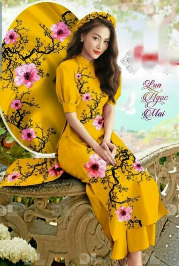 Set Áo Dài Cách Tân Lụa Trơn Phối Hoa Nổi 3D Dáng Dài Có Size To NGOCTRANSHOP - NT2102