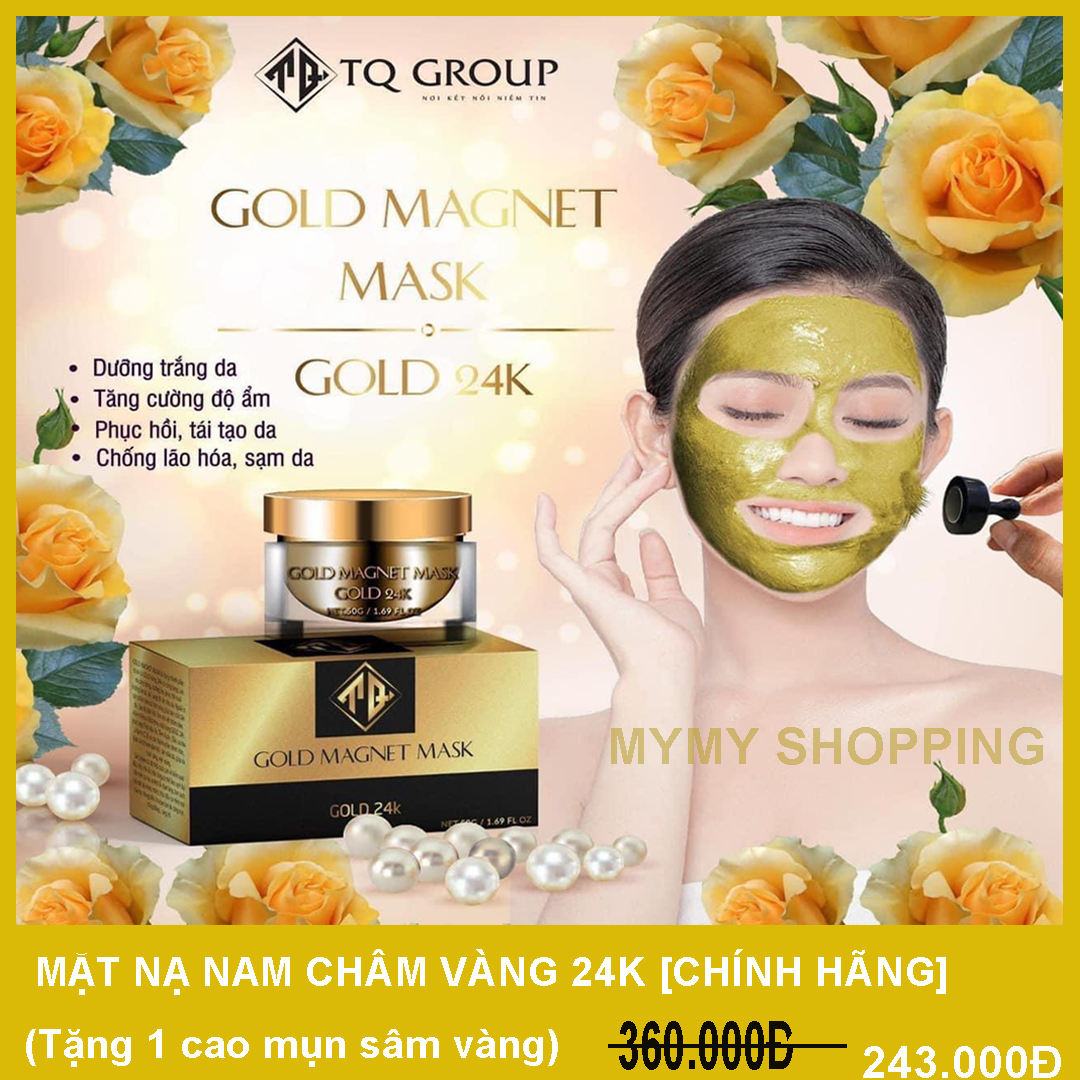 MẶT NẠ NAM CHÂM VÀNG 24K- QLADY(Tặng kèm 1 hủ cao mụn sâm vàng và 1 cục hút) CHÍNH HÃNG