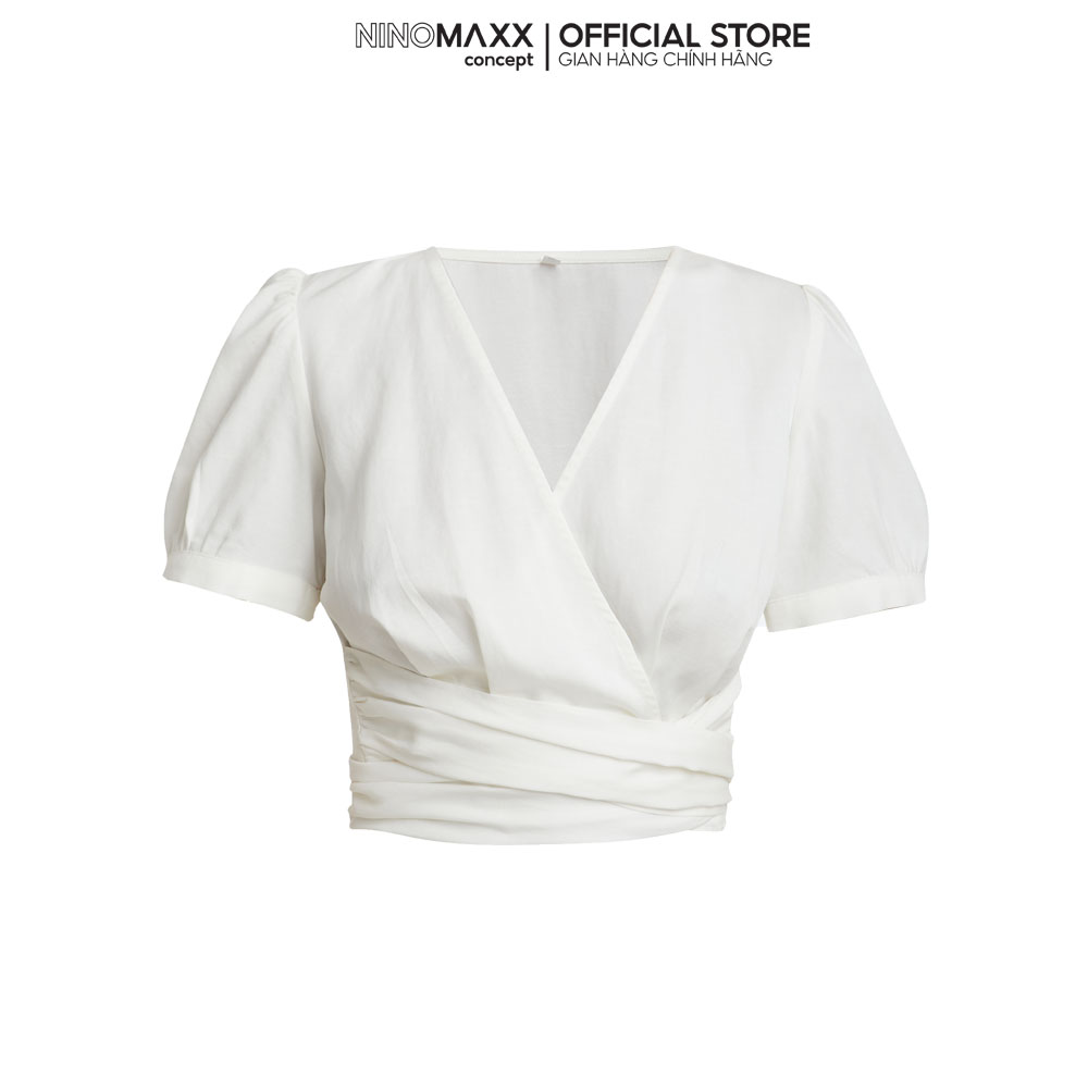 N&M Áo croptop Nữ tay ngắn chất liêu linen thoáng mát 2103058