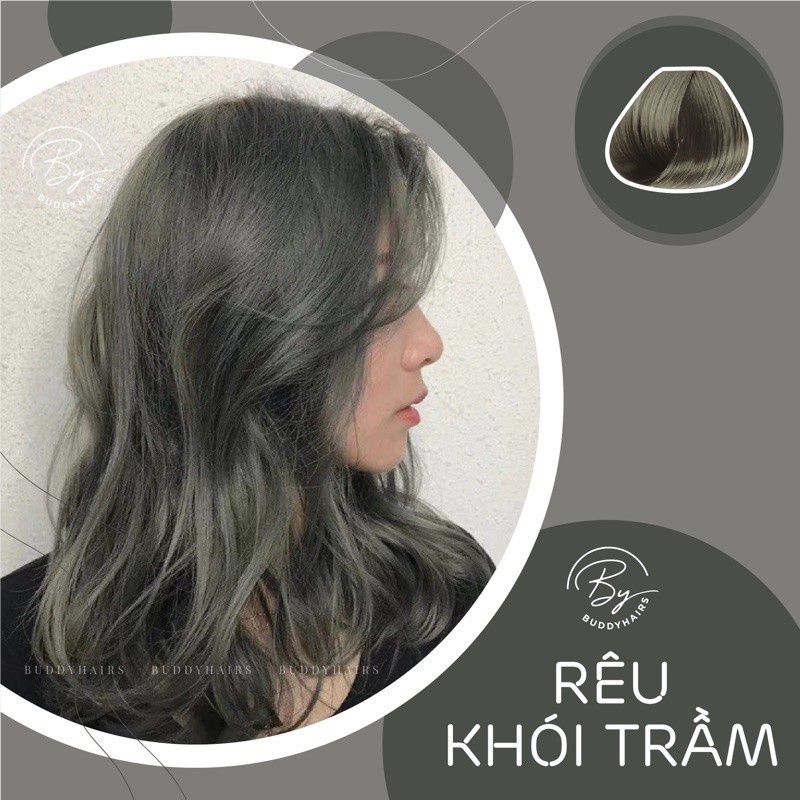 Thuốc nhuộm tóc xanh rêu khói tặng kèm oxy trợ nhuộm