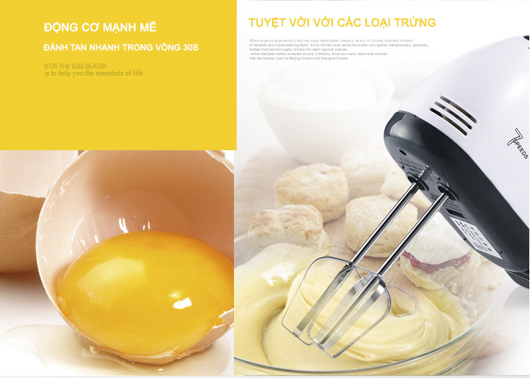 Máy đánh trứng cầm tay 7 tốc độ