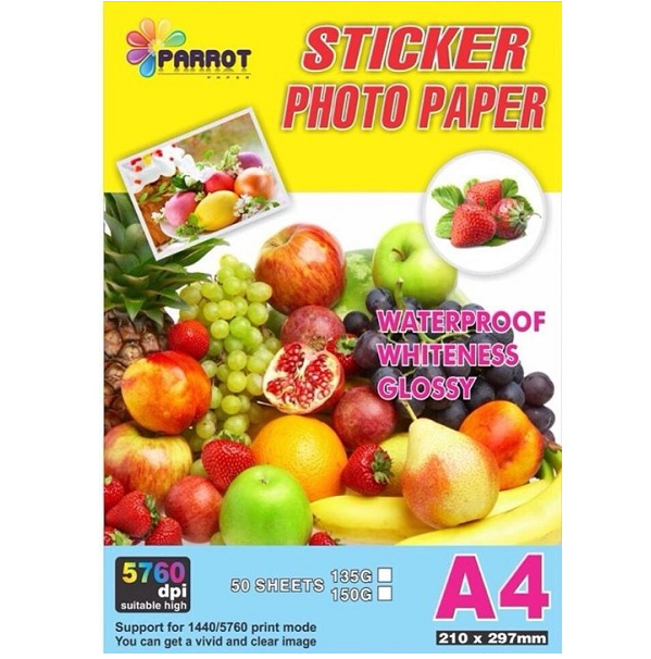 Giấy decal in ảnh parrot a4 135gsm 1 mặt 50 tờ