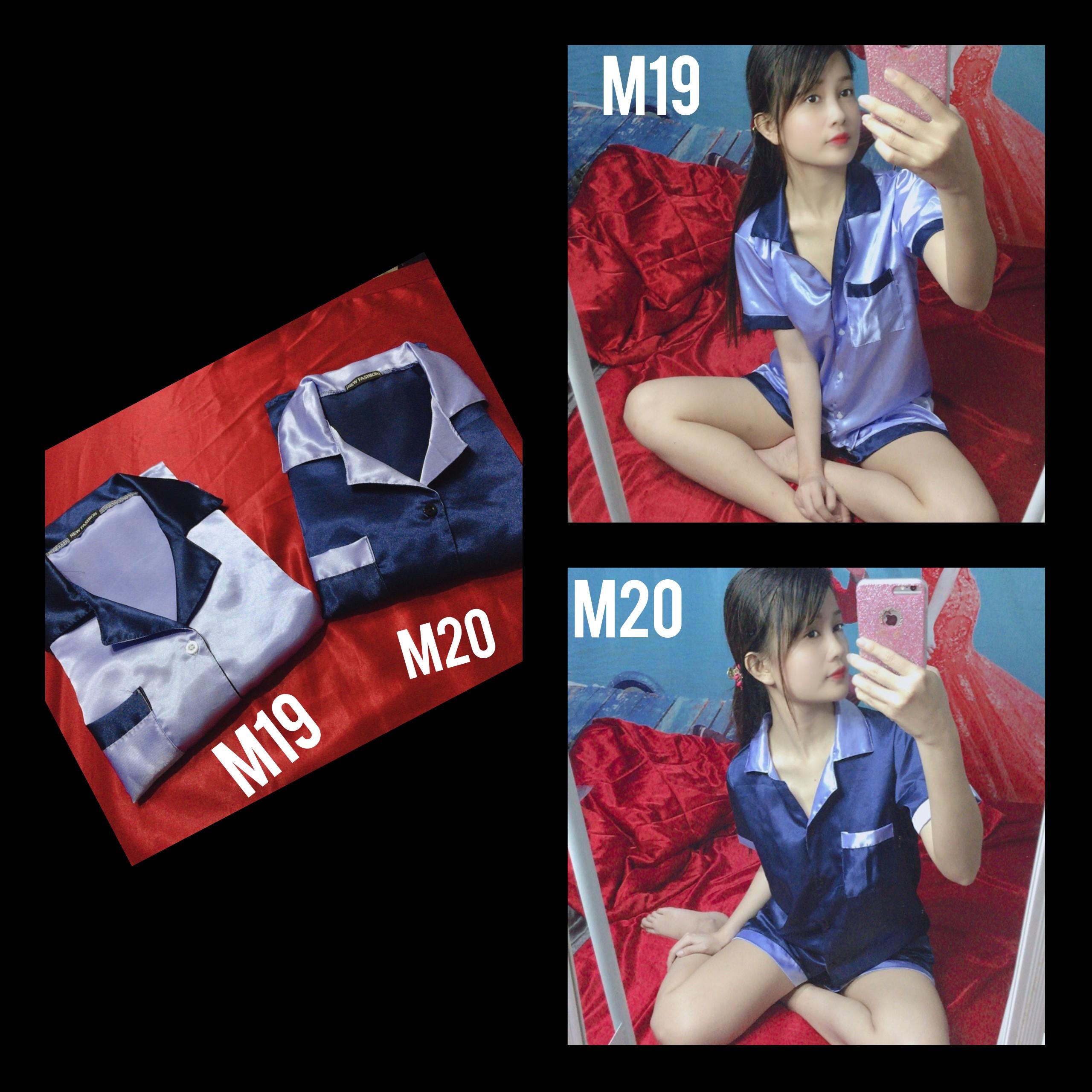 [HCM]Bộ Pijama Lụa Bóng Ngắn Phối Màu Đơn Giản Sang Trọng
