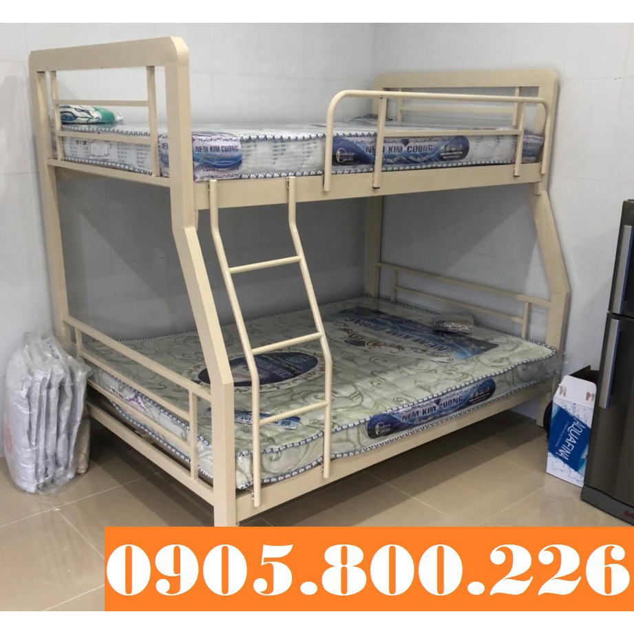 Giường sắt 2 tầng sắt hộp 4x8 dày dặn loại cao cấp 1m2/1m4