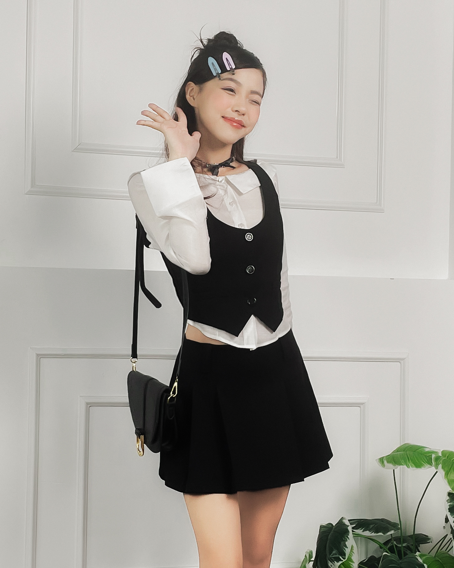 DALLA Áo gile nữ CỔ VUÔNG cài khuy (GL04)