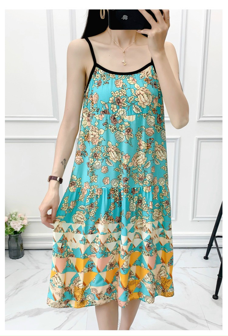 Váy Lanh Lụa Bầu 2 Dây Siêu Mát, Siêu Thoáng