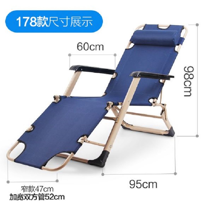 Ghế giường xếp nghỉ trưa văn phòng khung thép, Ghế xếp thư giãn nâng hạ ngả cao cấp kích thước 180x60cm