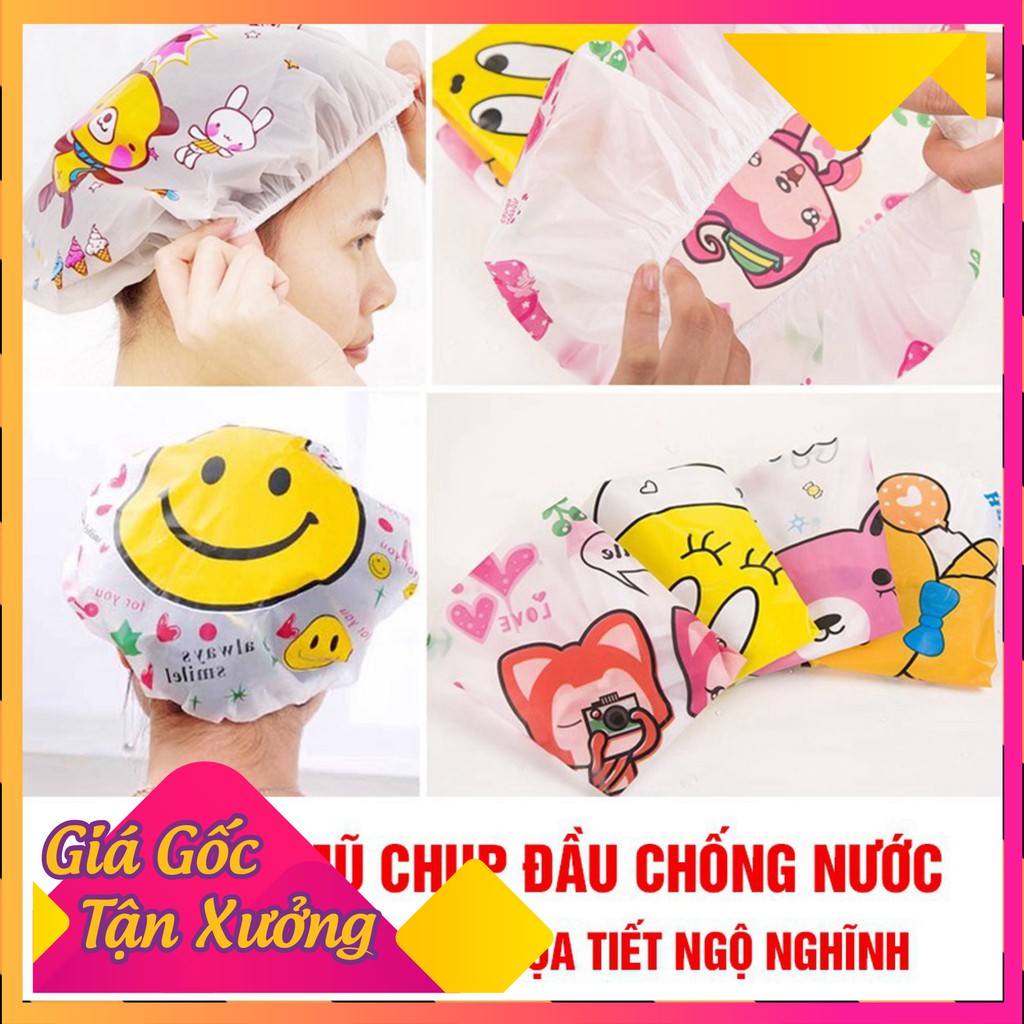 Hàng Loại 1 - Mũ chụp đầu chống nước ướt tóc khi tắm đa năng - dùng được nhiều lần cam kết sản phẩm đúng mô tả chất lượng đảm bảo