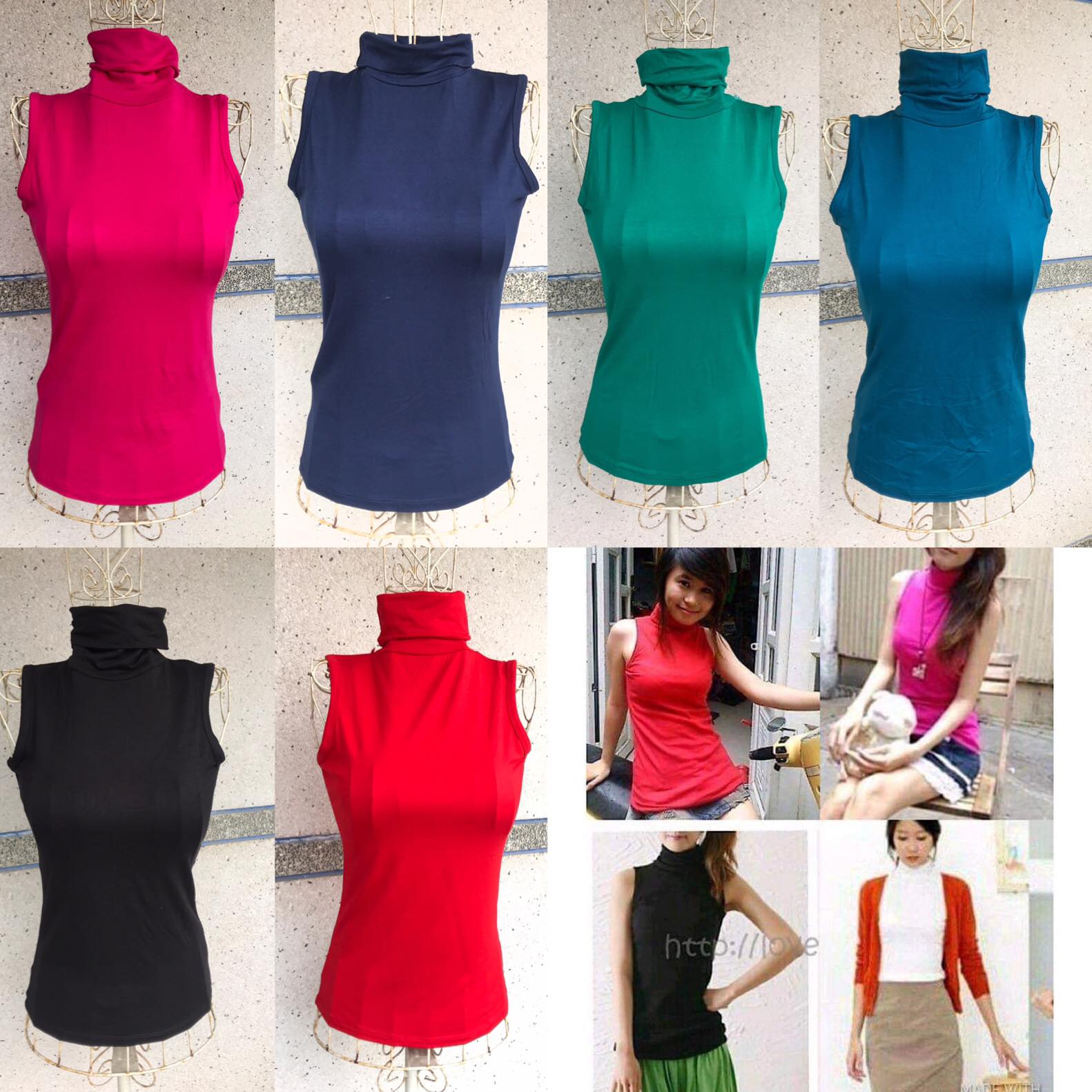 Áo sát nách cổ lọ VNXK