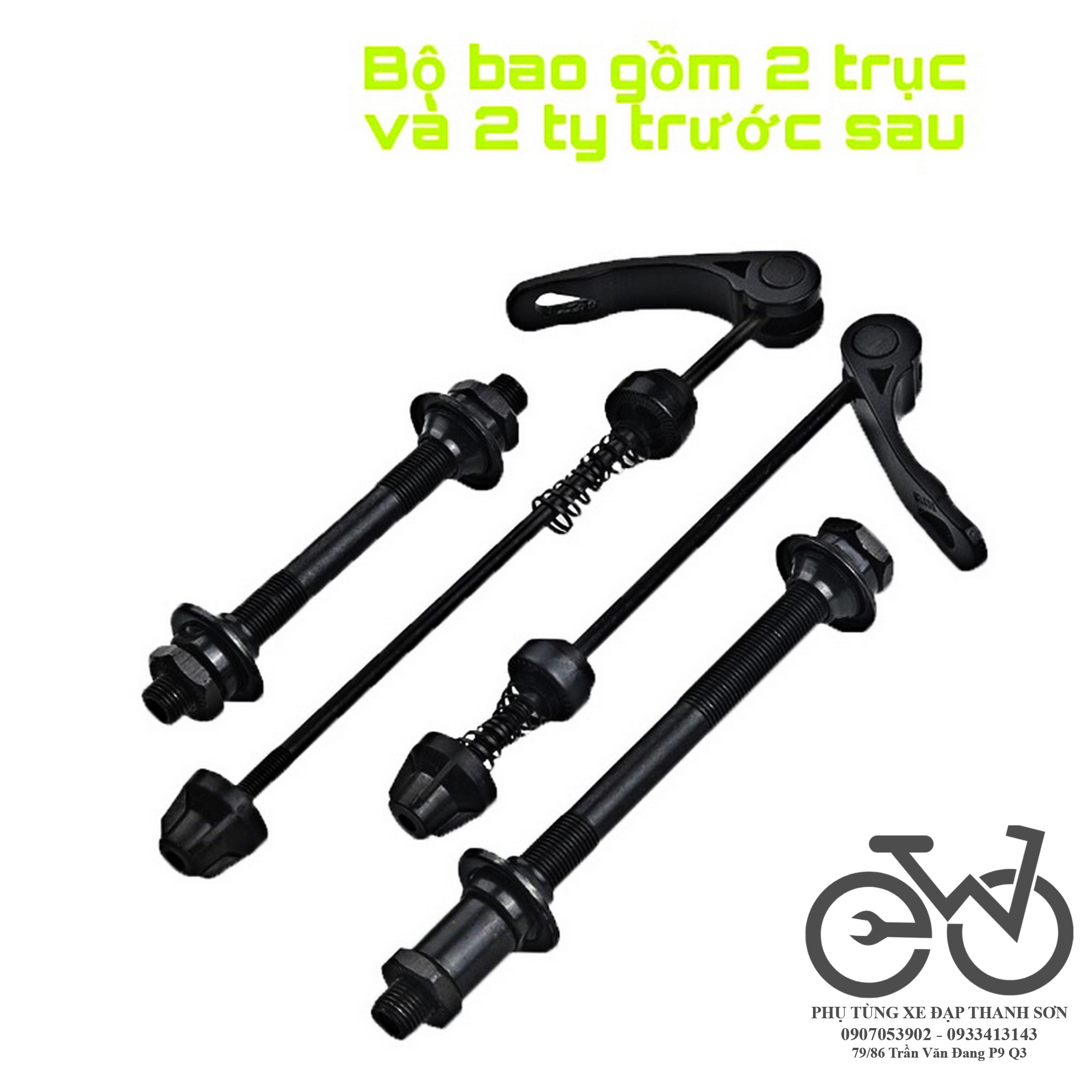 Bộ trục côn, ty kẹp đùm xe đạp trước sau