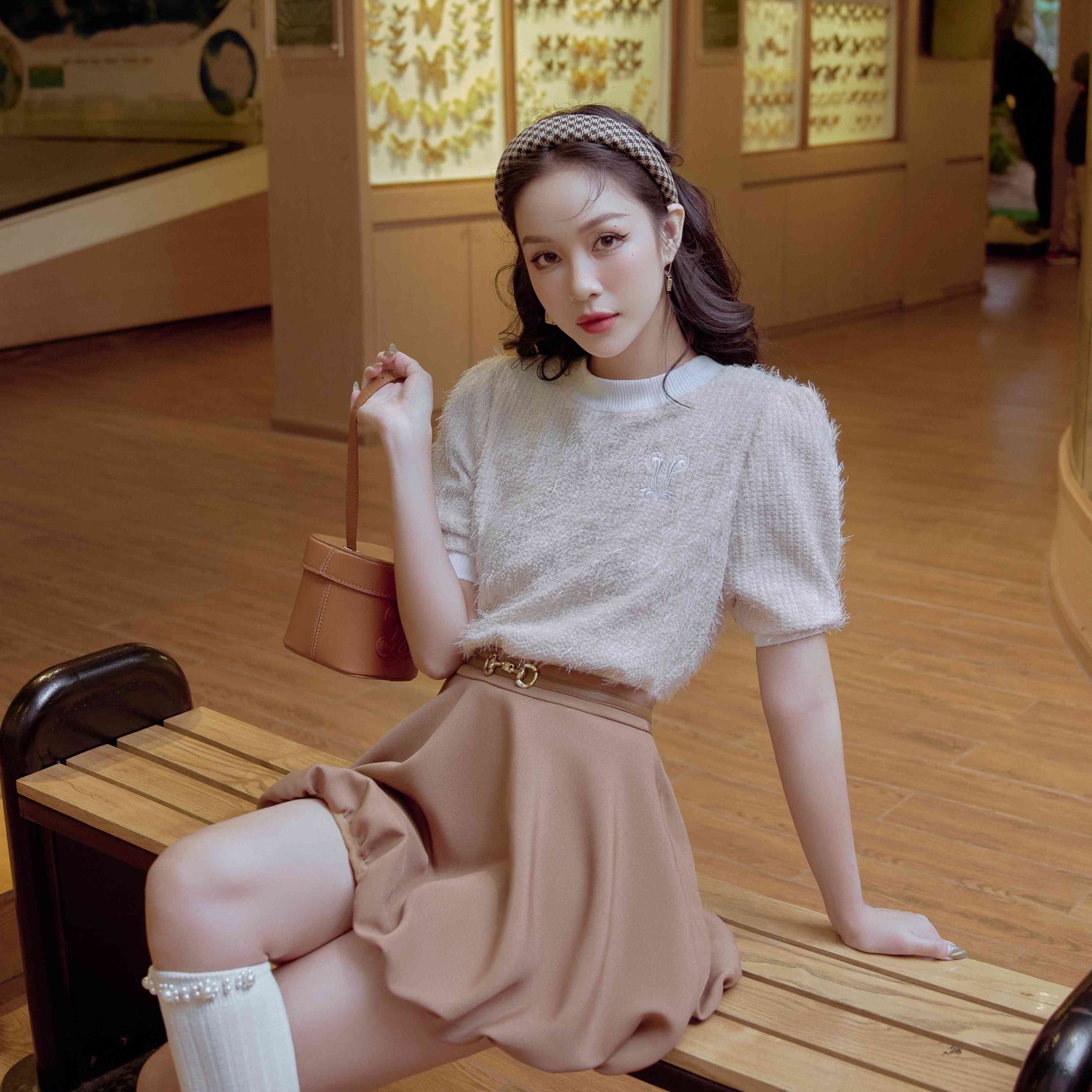 Everlyn Top - Áo len lông poly croptop