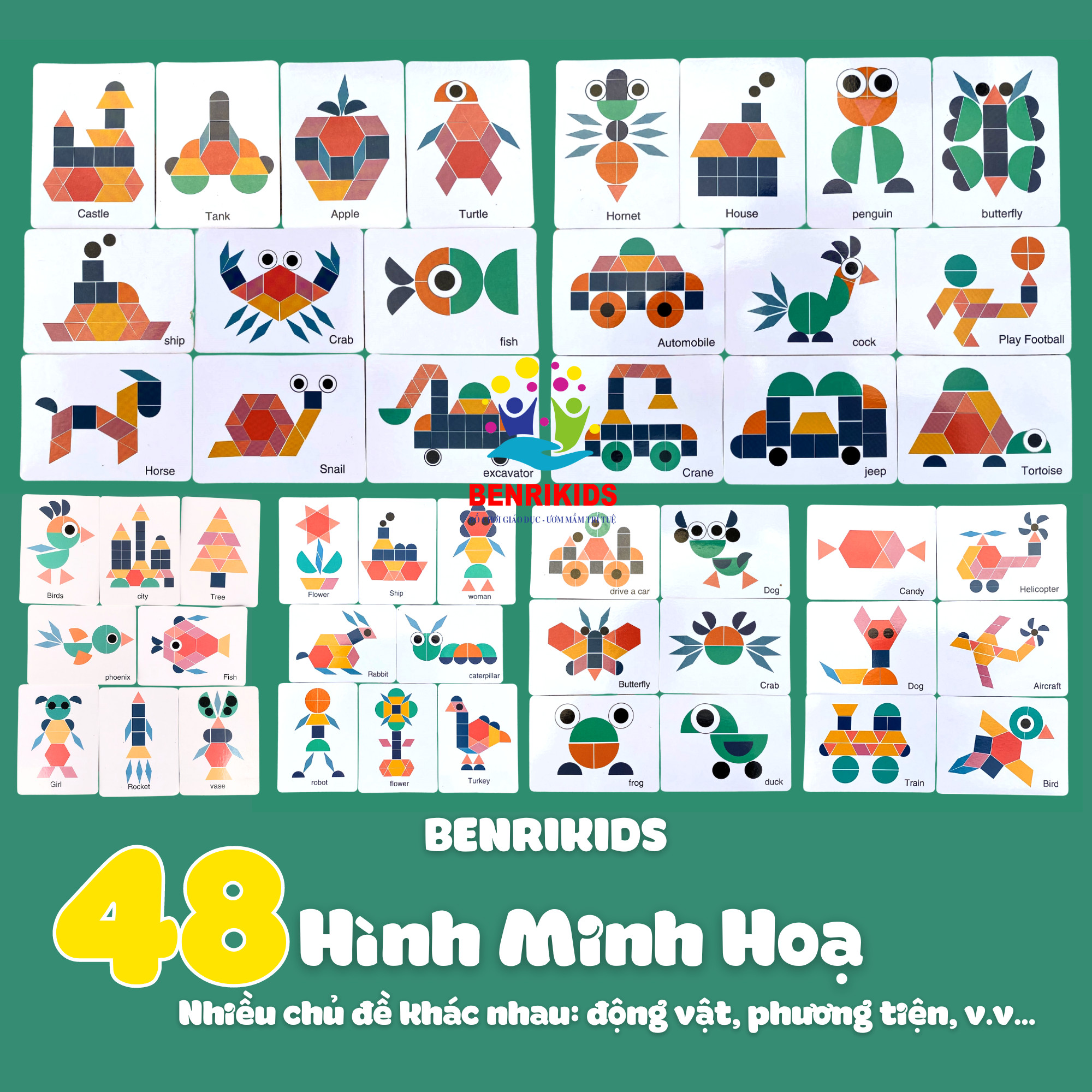 Đồ chơi cho bé - Bộ xếp hình sáng tạo Pattern Block bằng gỗ cho bé sáng tạo