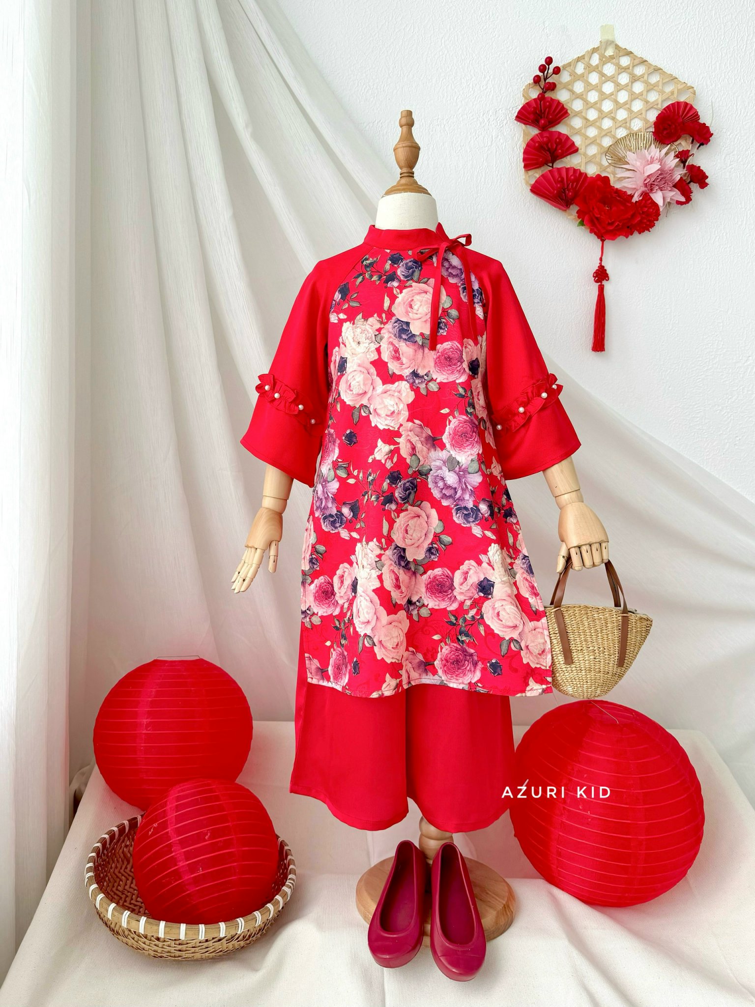 [NEW ARRIVAL] ÁO DÀI GẤM NGỌC HOA BÉ GÁI