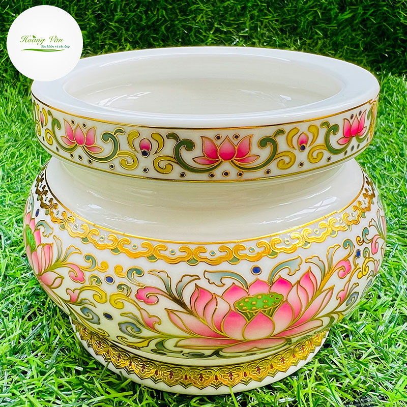 Bát hương hoa Sen Đỏ miệng tròn