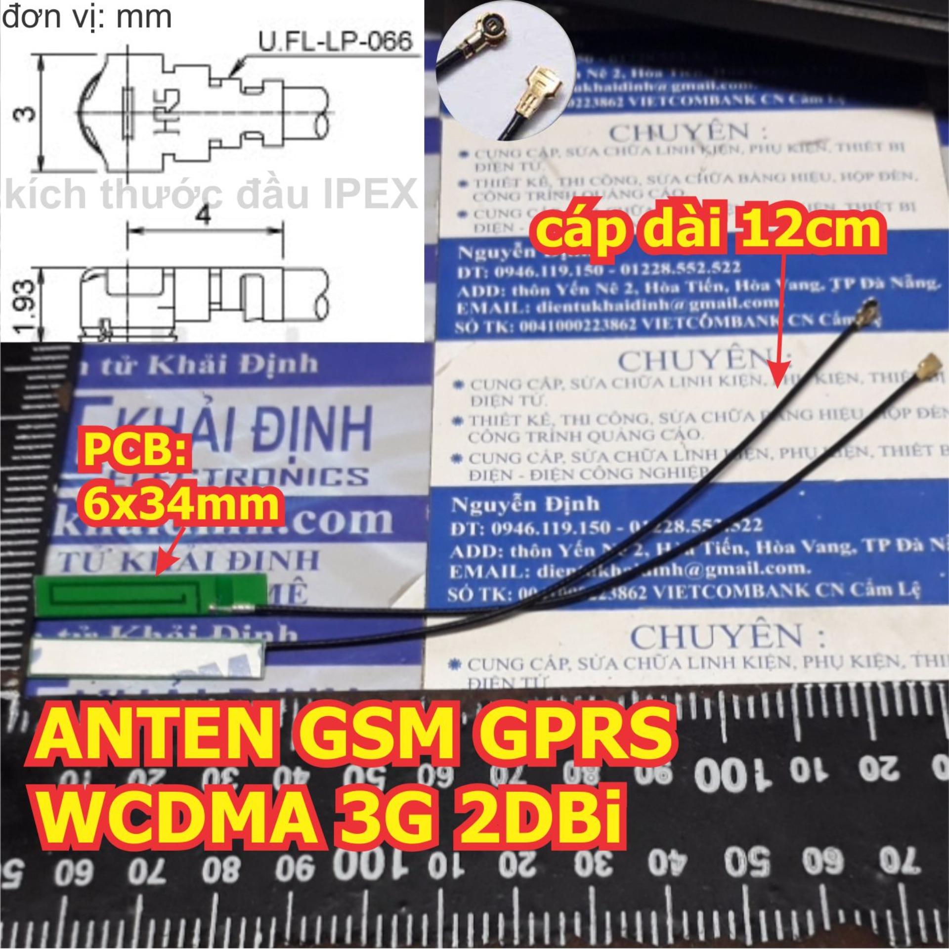3 cái anten gsm gprs wcdma 3g 2dbi, cổng ipex, pcb: 6x34mm, dây dài 12cm kde5353
