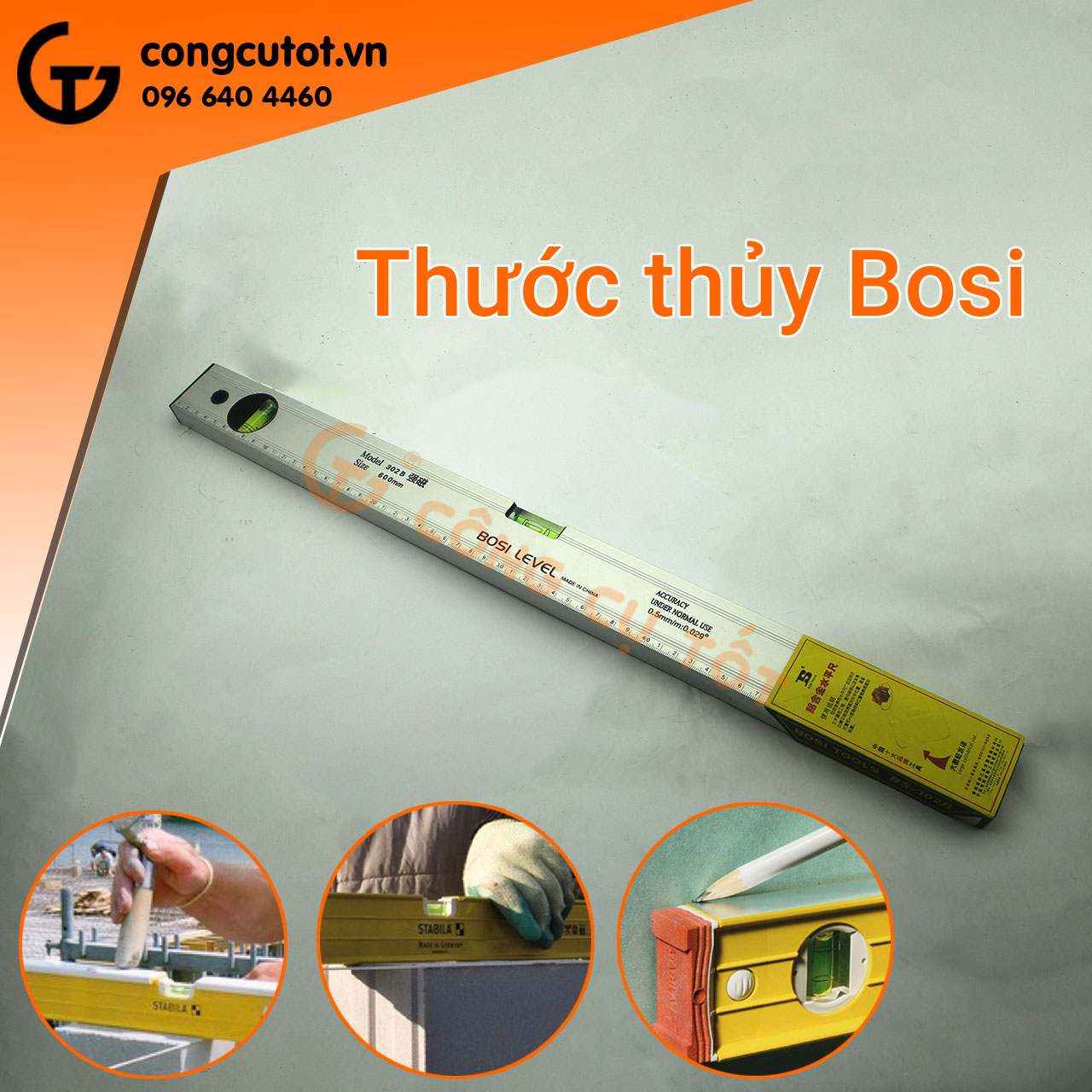 Thước thủy nivo Bosi các cỡ 20-60cm