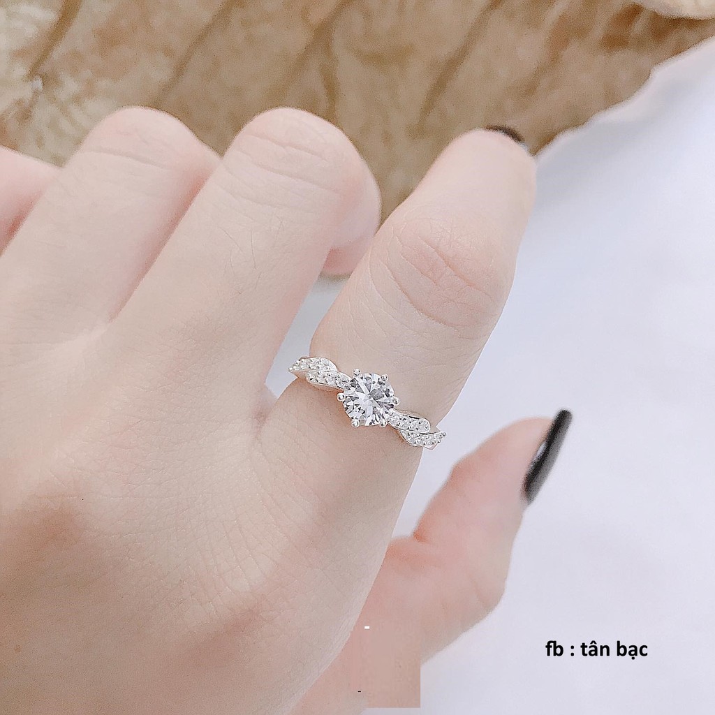 Nhẫn nữ , bạc 925 đính đá lấp lánh , nhẫn dày dặn , chắc chắn