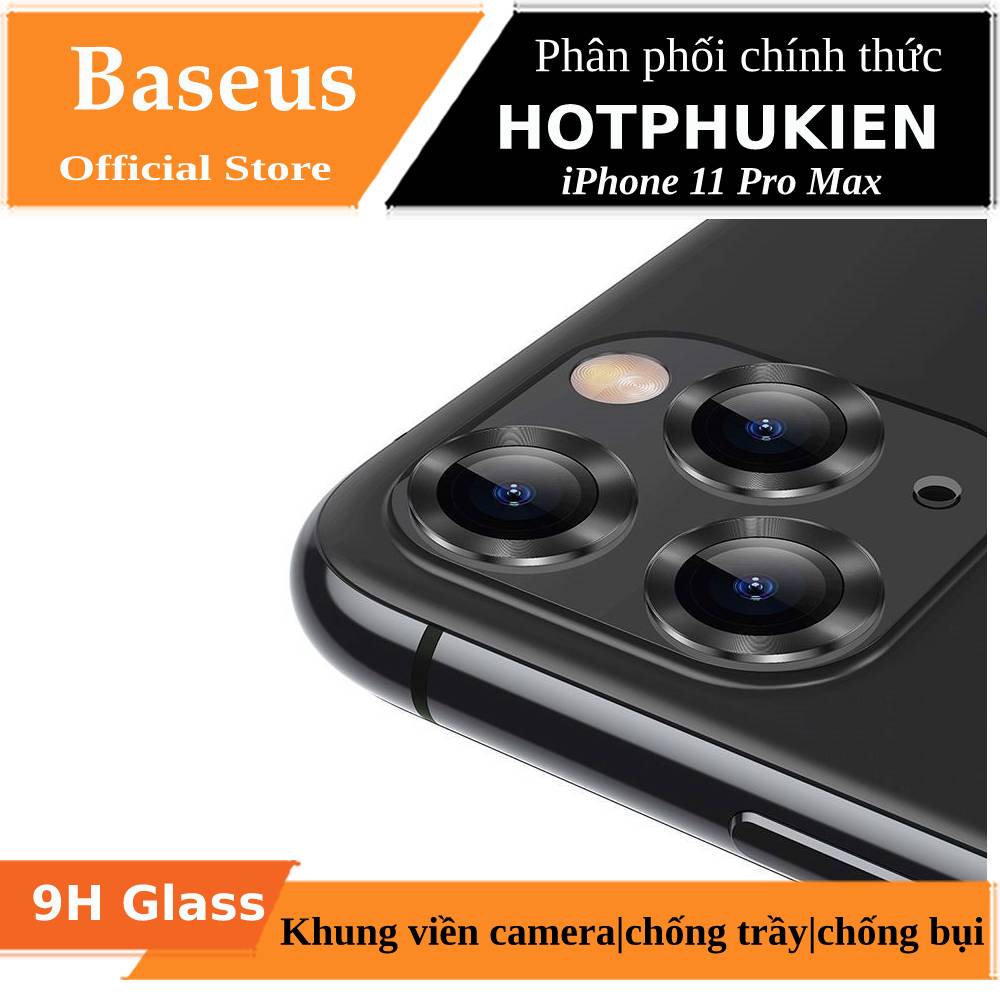 [HCM]Bộ ốp viền kim loại & cường lực chống trầy Camera cho iPhone 11 Pro Max hiệu Baseus Alloy Protection Ring Lens Film (độ cứng 9H chống trầy chống va đập mỏng 0.4mm)  - Phân phối bởi Hotphukien