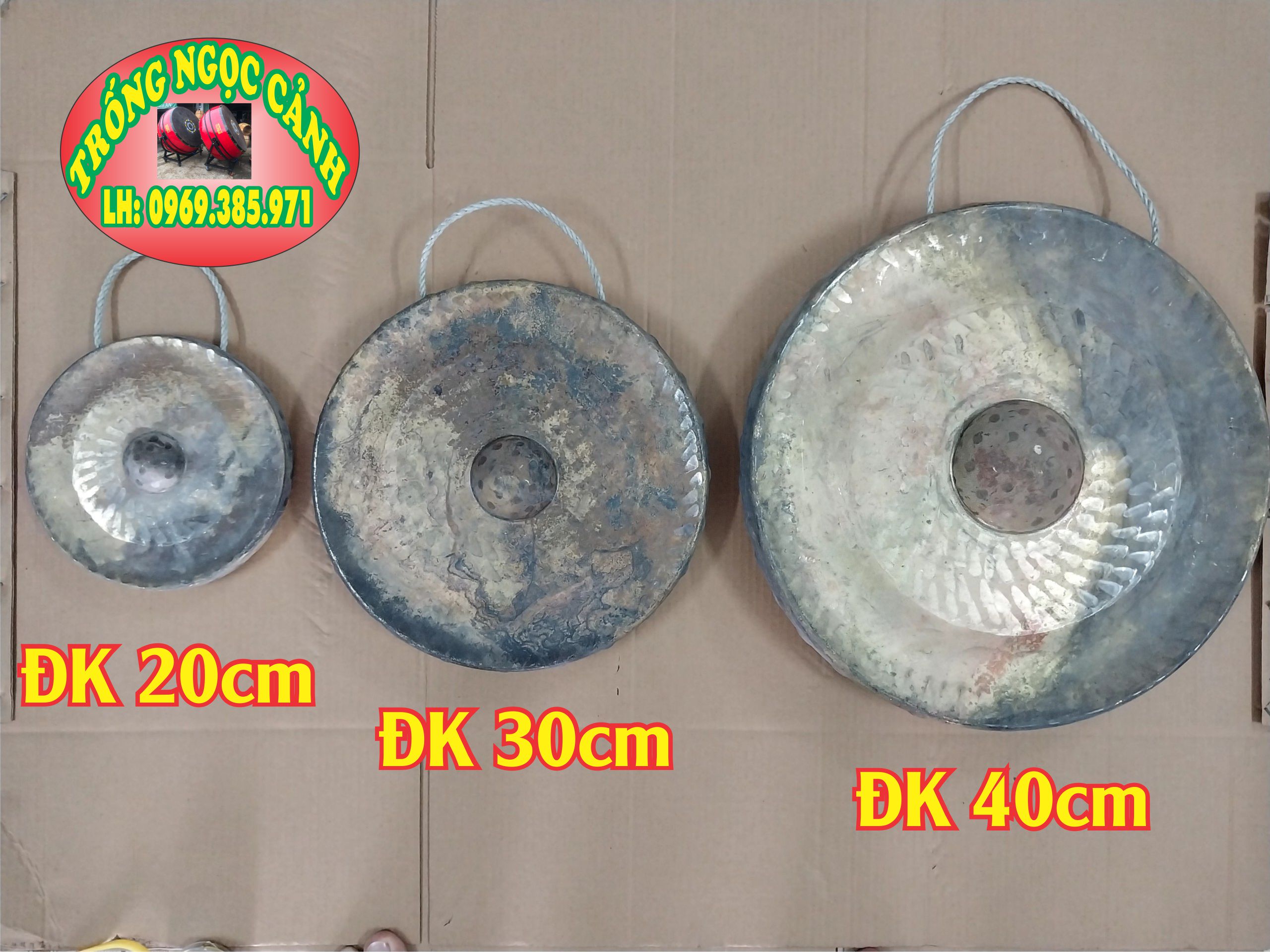 Cồng chiêng nhạc cụ bằng đồng cỡ 20cm , 30cm, 40cm