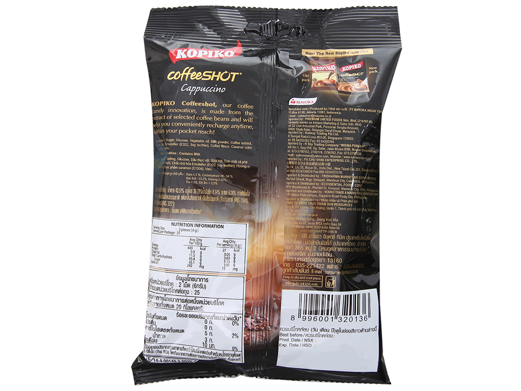 Kẹo cà phê Coffeeshot Cappuccino KOPIKO gói 150g