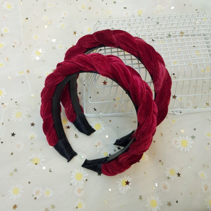 Bờm Cài Tóc Thắt Tết Vải Nhung, Băng Đô Cài Tóc