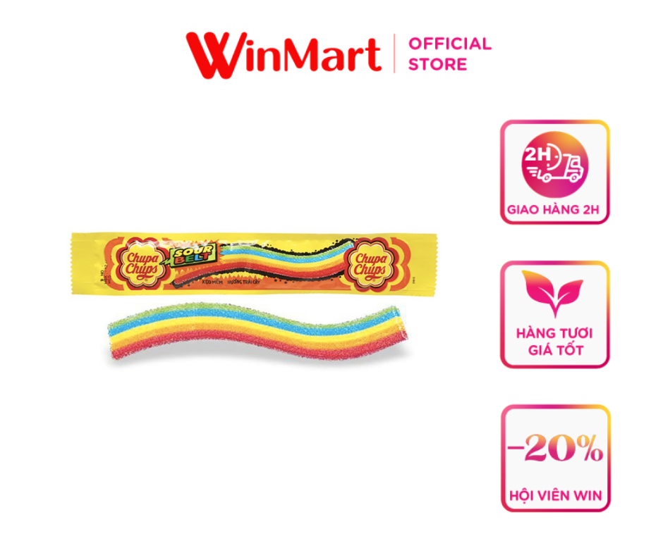 [Siêu thị WinMart] - Kẹo mềm hương trái cây Chupa Chups Sour Belt thanh 8g