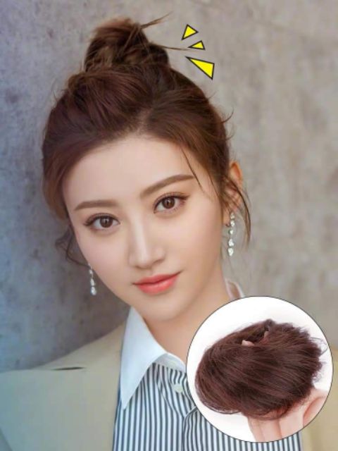 Tóc thật 100% ❤FREESHIP❤ tóc giả búi thẳng